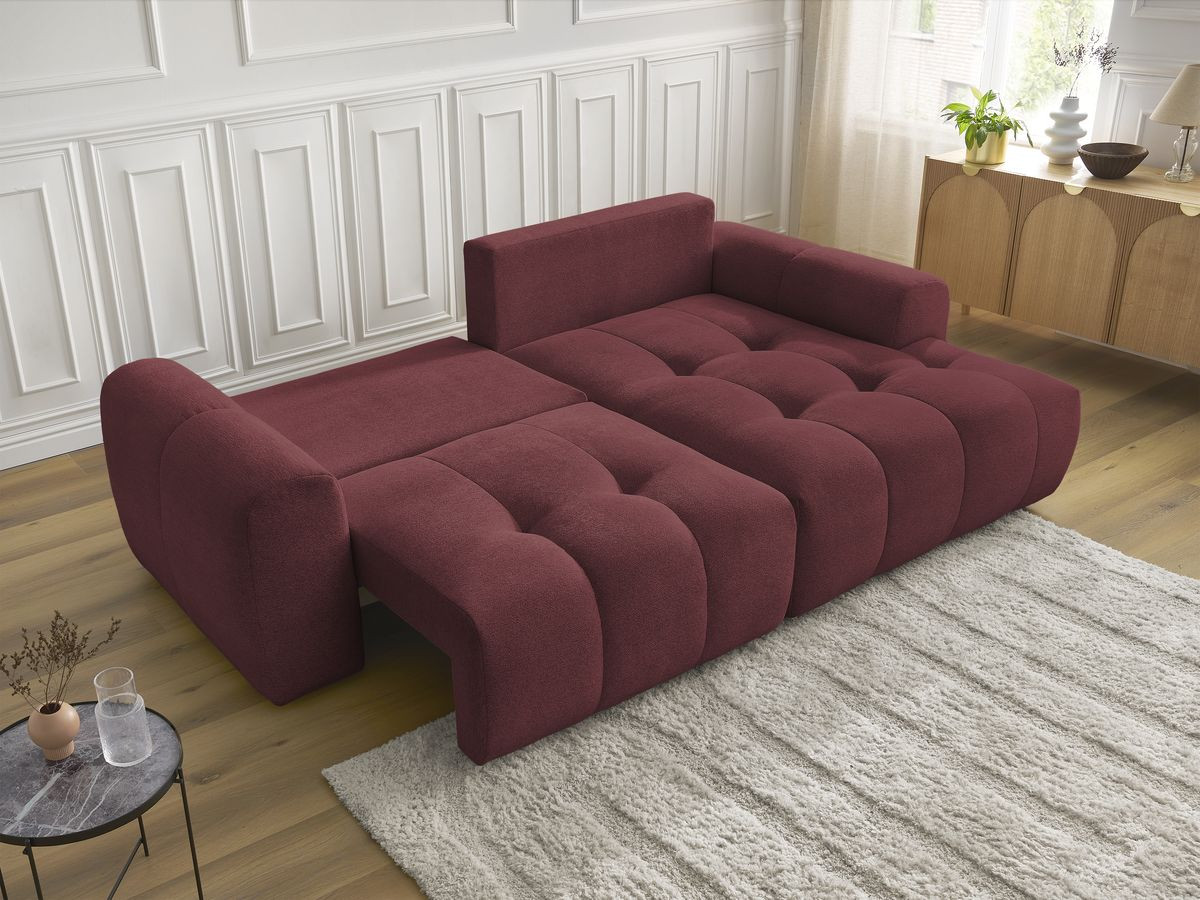 Canapé d'angle fixe EVEREST tissu chiné - Orange - Angle droit - 10 coussins