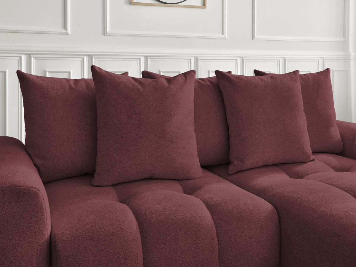 Canapé d'angle fixe EVEREST tissu chiné - Orange - Angle droit - 10 coussins