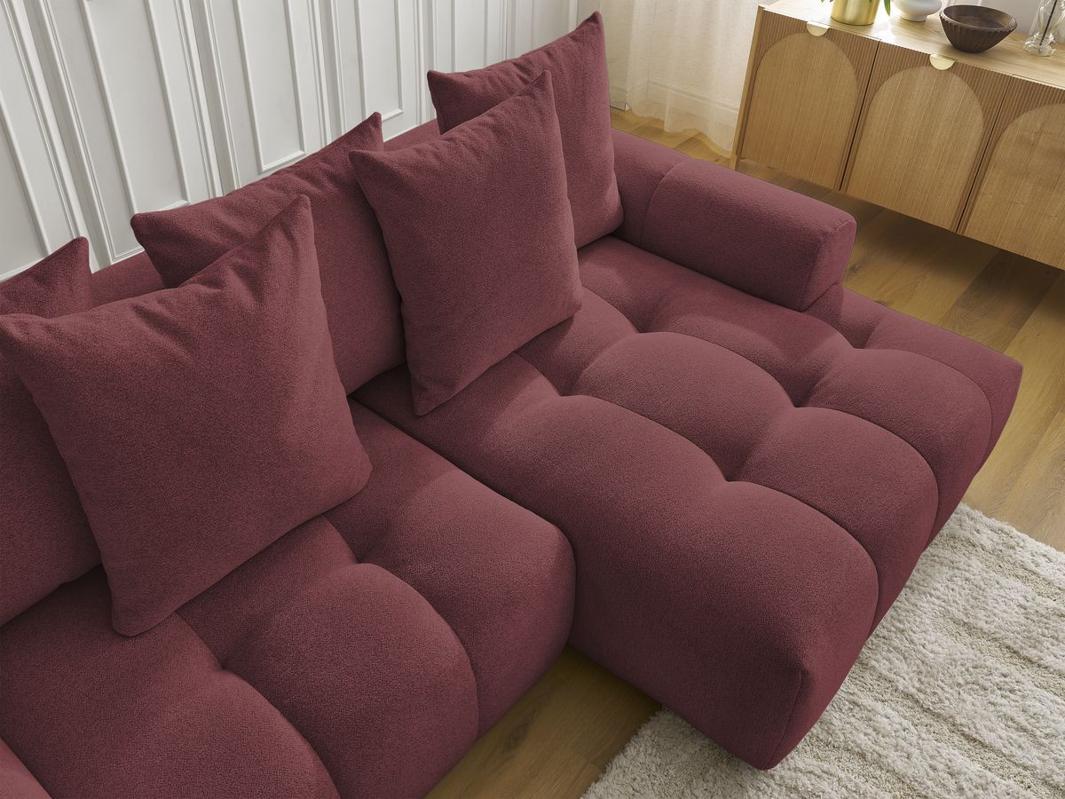Canapé d'angle fixe EVEREST tissu chiné - Orange - Angle droit - 10 coussins