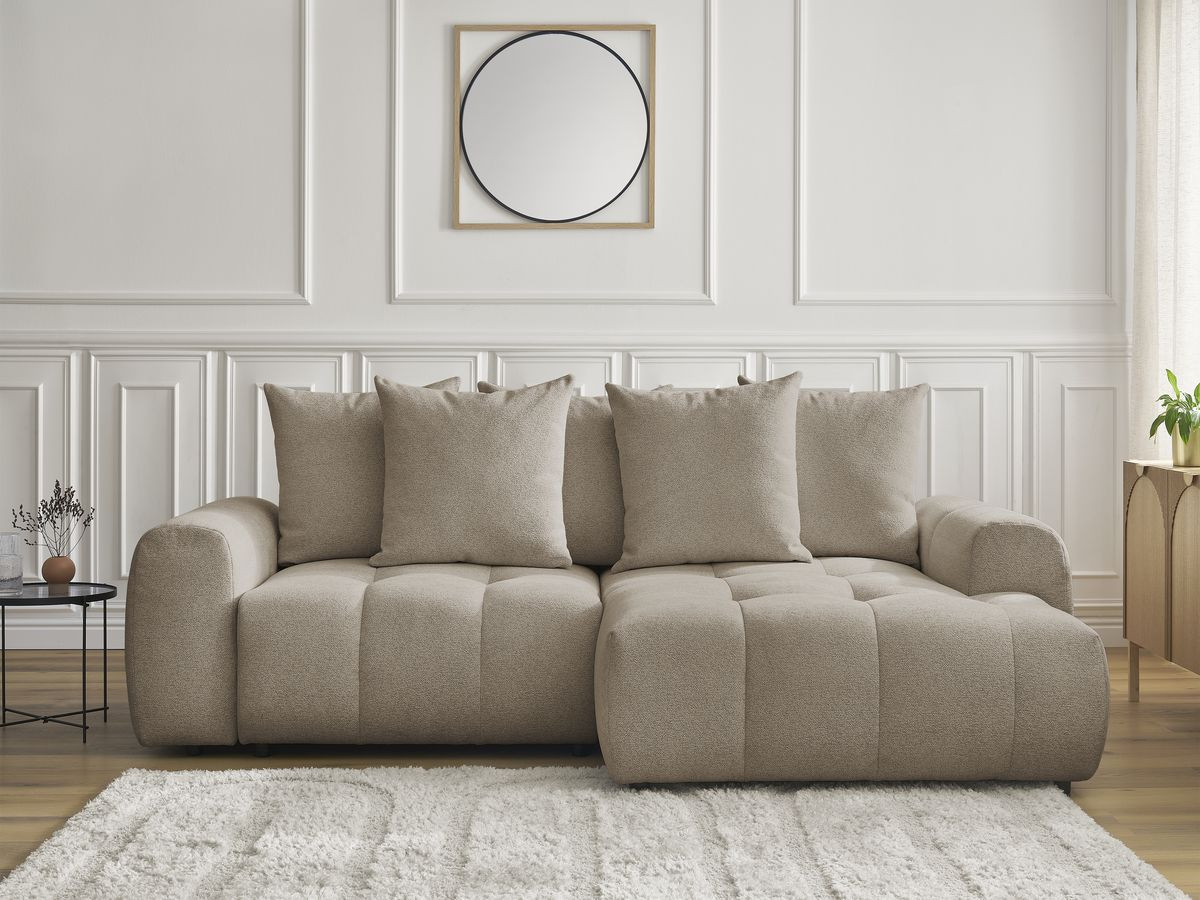 Canapé d'angle convertible coffre ROXELANE chiné taupe — vue 5