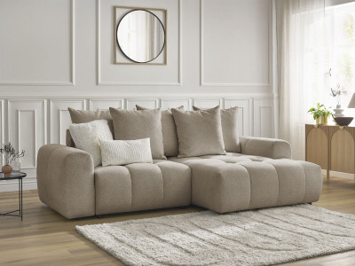 Canapé d'angle convertible coffre ROXELANE tissu chiné