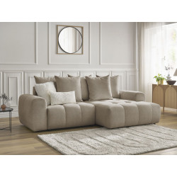 Canap&eacute; d'angle convertible coffre ROXELANE tissu chin&eacute;