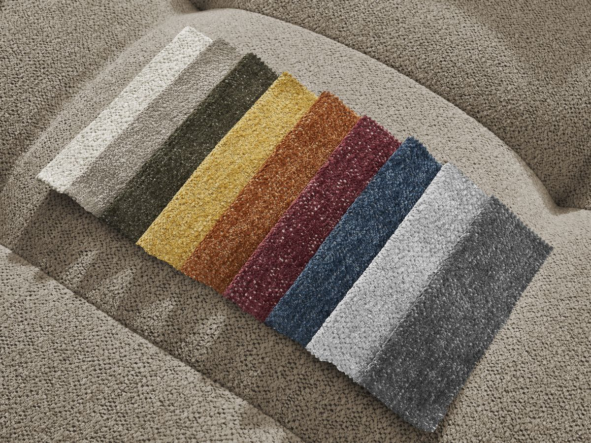 Canapé d'angle fixe EVEREST tissu chiné - Orange - Angle droit - 10 coussins