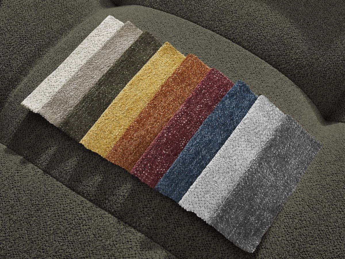 Canapé d'angle fixe EVEREST tissu chiné - Orange - Angle droit - 10 coussins