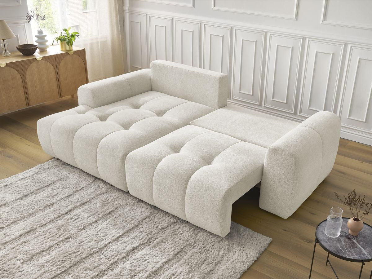 Canapé d'angle convertible coffre ROXELANE tissu chiné