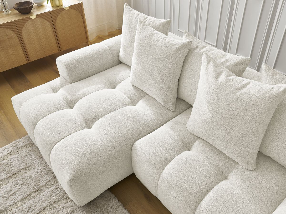 Canapé d'angle convertible coffre ROXELANE tissu chiné