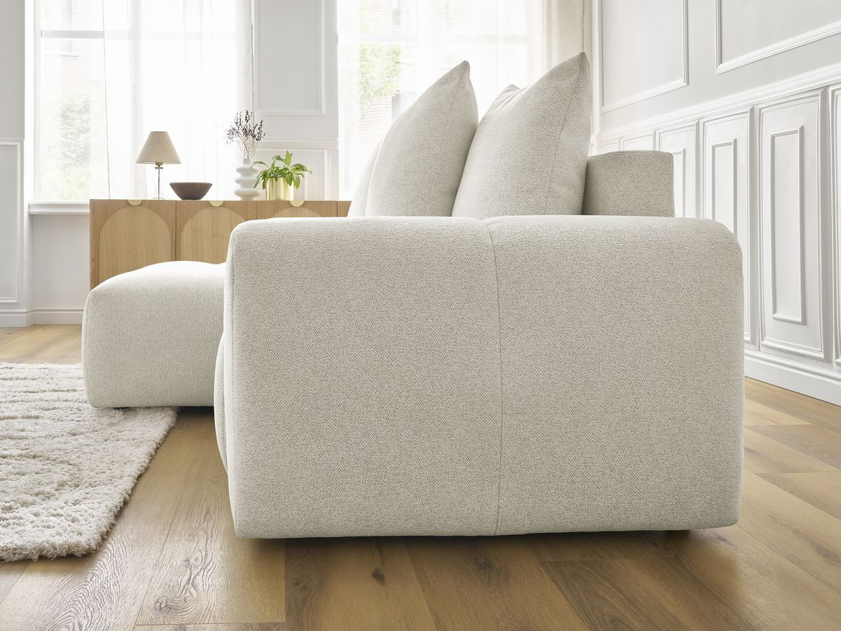 Canapé d'angle convertible coffre ROXELANE tissu chiné