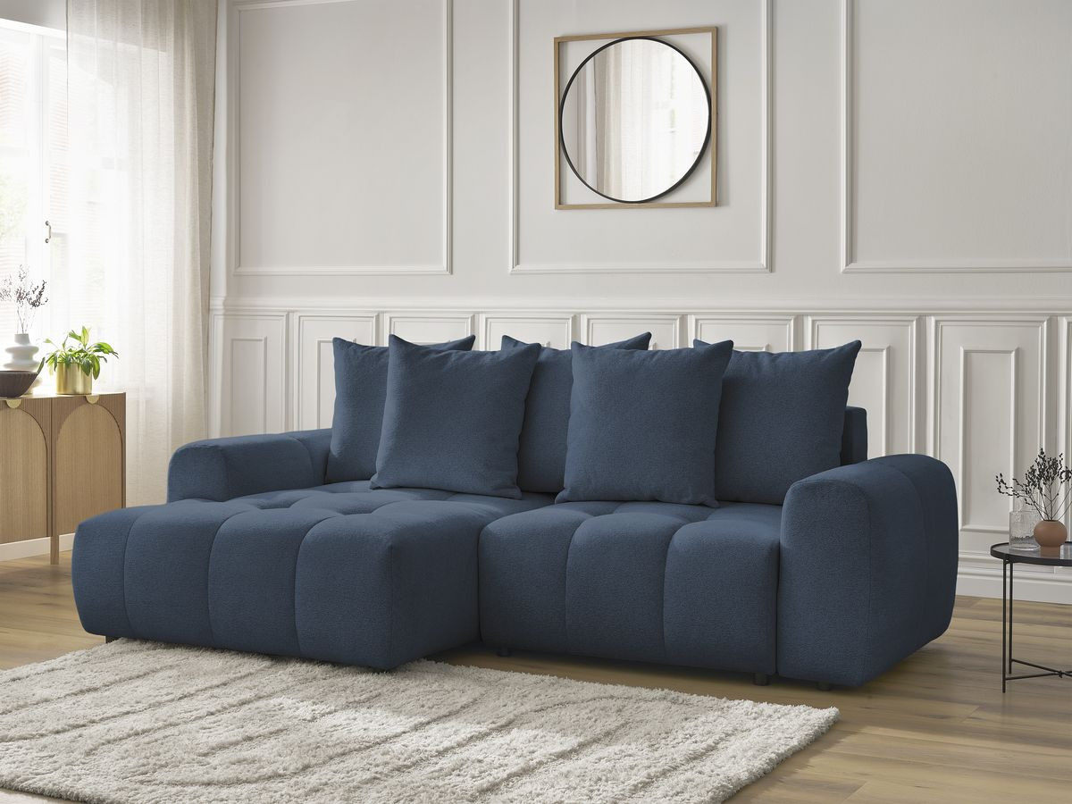 Canapé d'angle convertible coffre ROXELANE tissu chiné