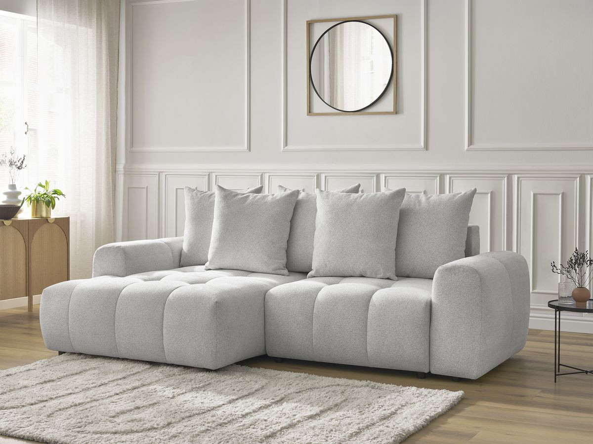 Canapé d'angle convertible coffre ROXELANE tissu chiné