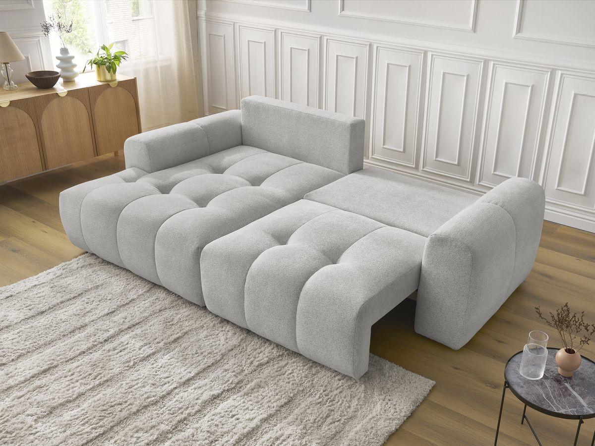 Canapé d'angle convertible coffre ROXELANE tissu chiné