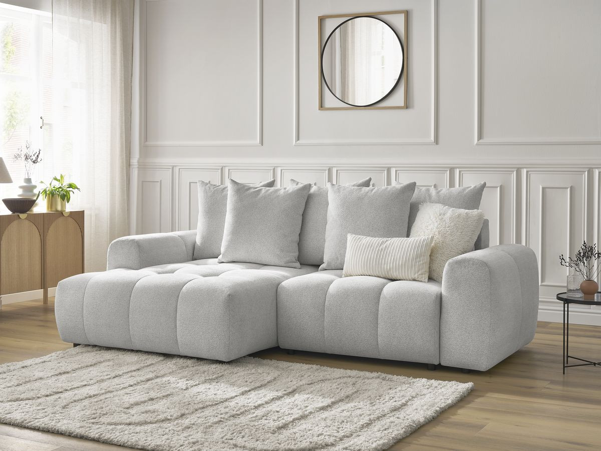 Canapé d'angle convertible coffre ROXELANE tissu chiné