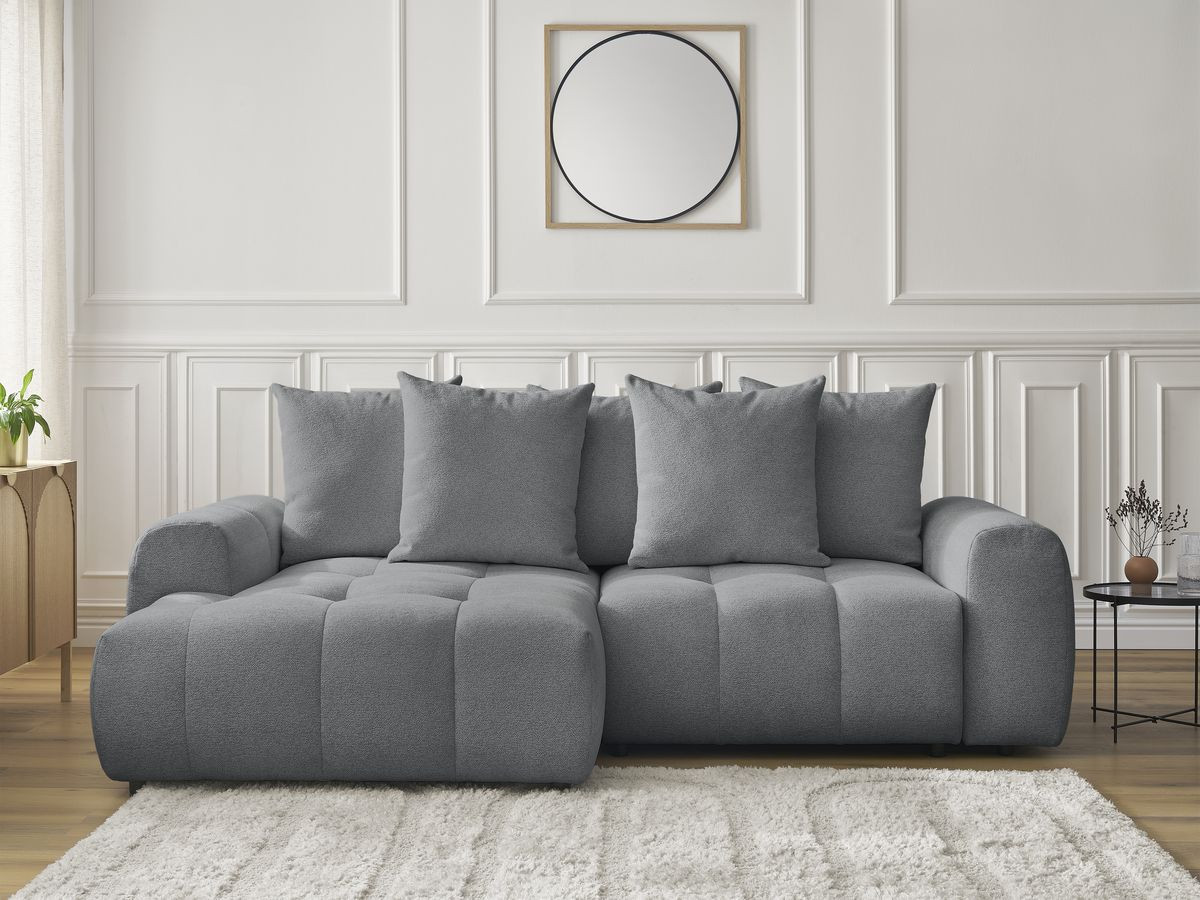 Canapé d'angle convertible coffre ROXELANE tissu chiné gris foncé angle gauche BOBOCHIC 3 places - Vue supplémentaire 3