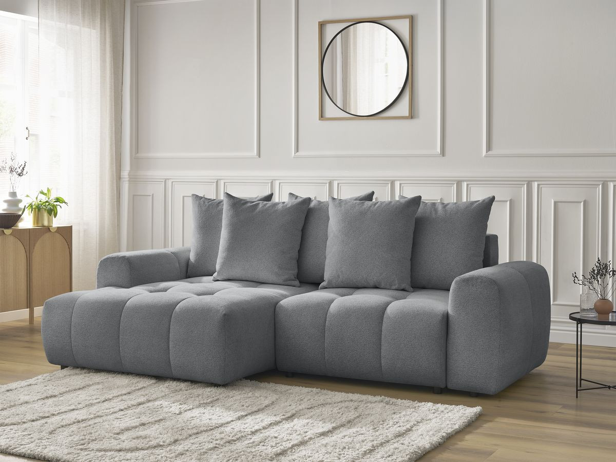 Canapé d'angle convertible coffre ROXELANE tissu chiné
