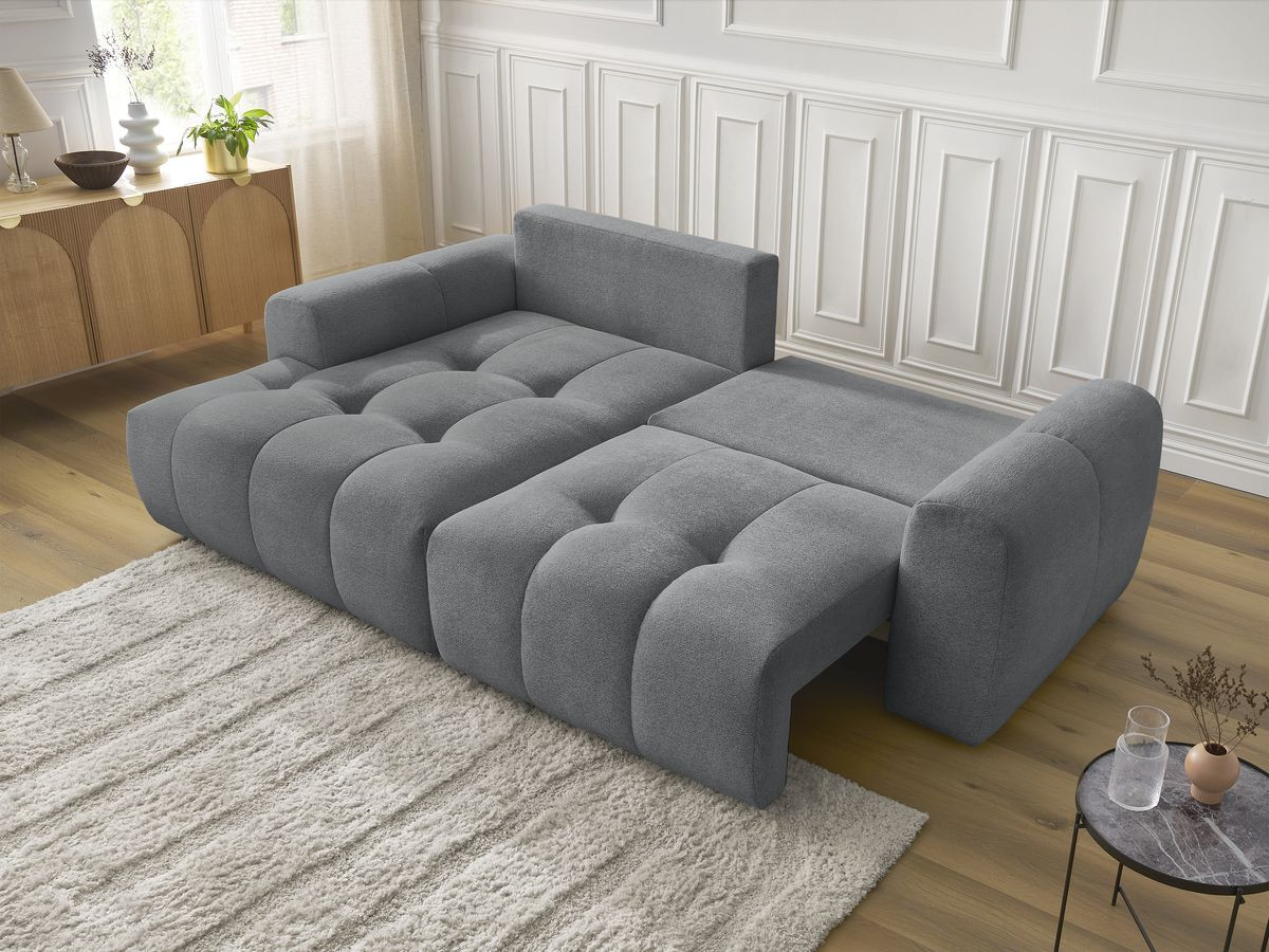 Canapé d'angle convertible coffre ROXELANE tissu chiné