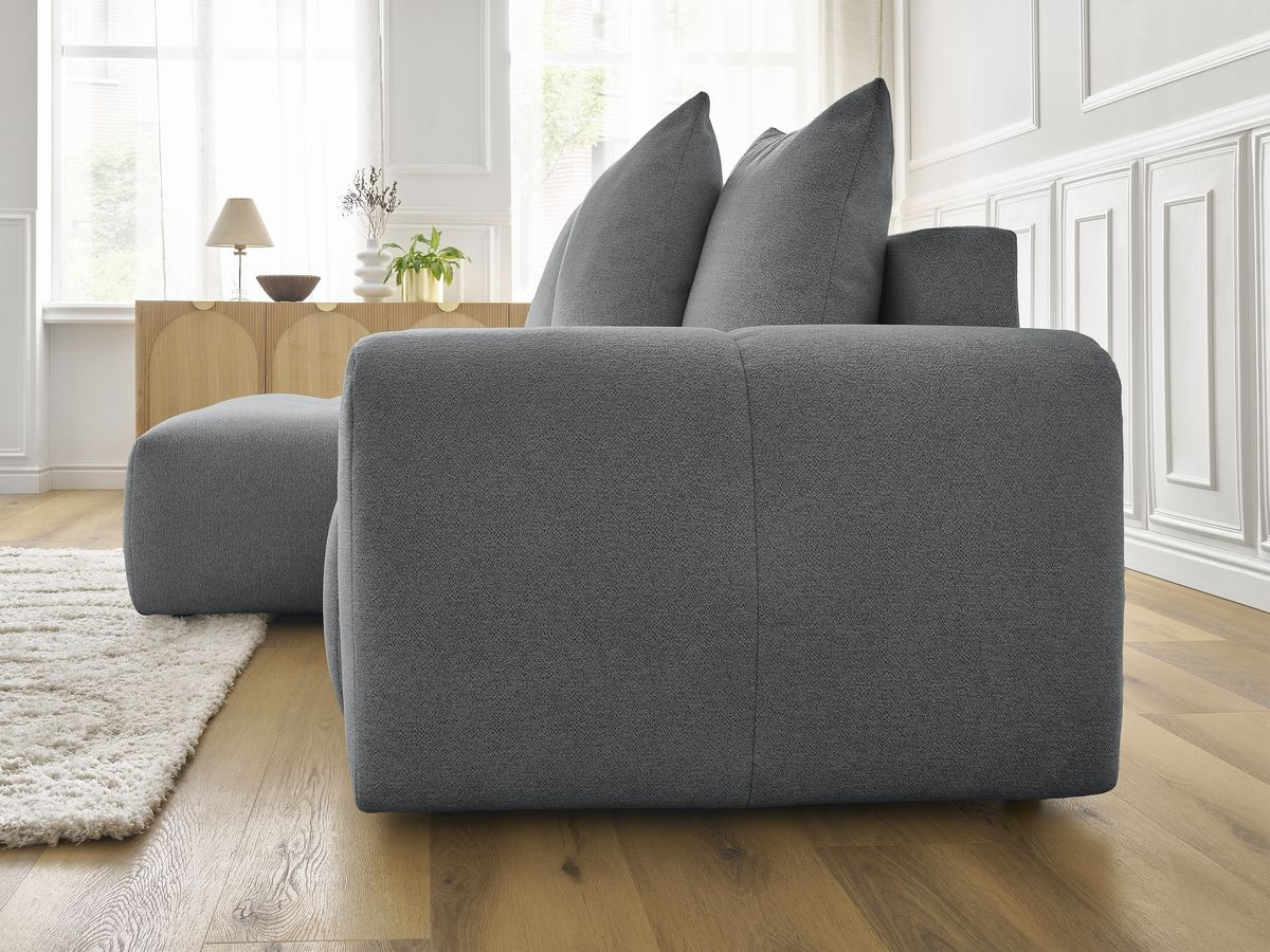 Canapé d'angle convertible coffre ROXELANE tissu chiné