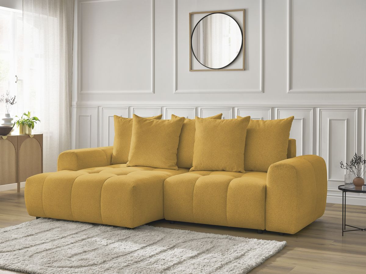 Canapé d'angle convertible coffre ROXELANE tissu chiné