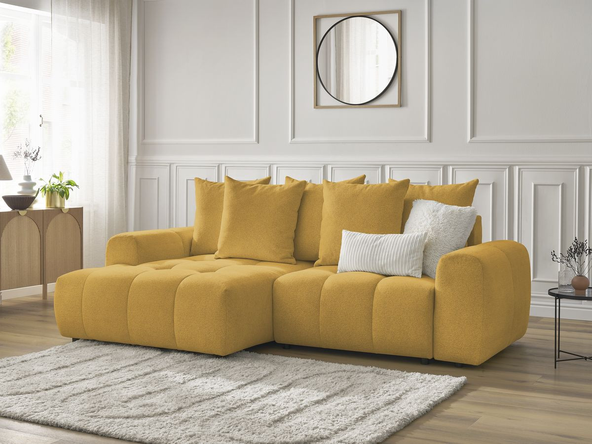 Canapé d'angle convertible coffre ROXELANE tissu chiné