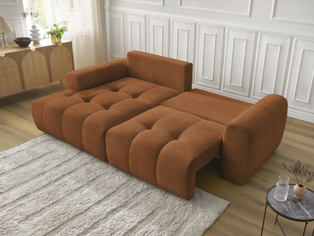 Canapé d'angle convertible coffre ROXELANE tissu chiné