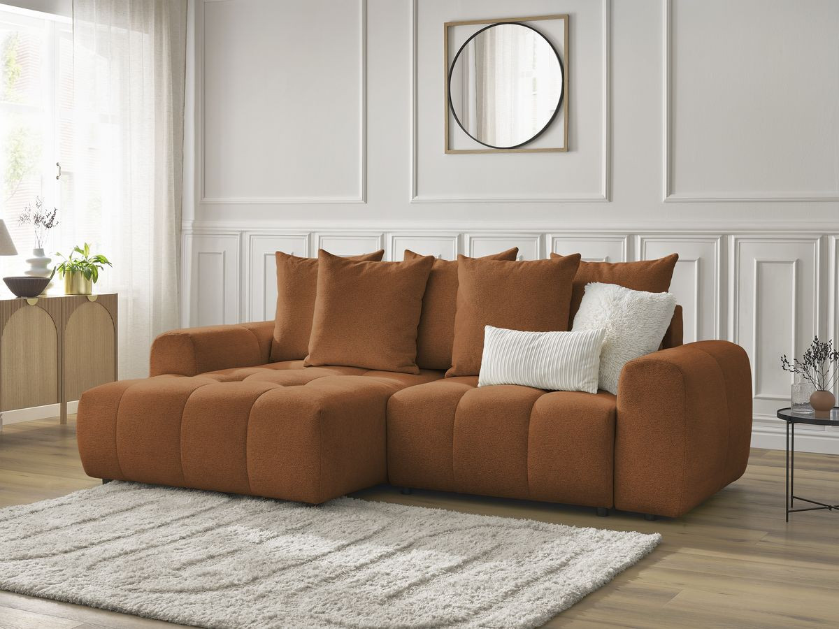 Canapé d'angle convertible coffre ROXELANE tissu chiné