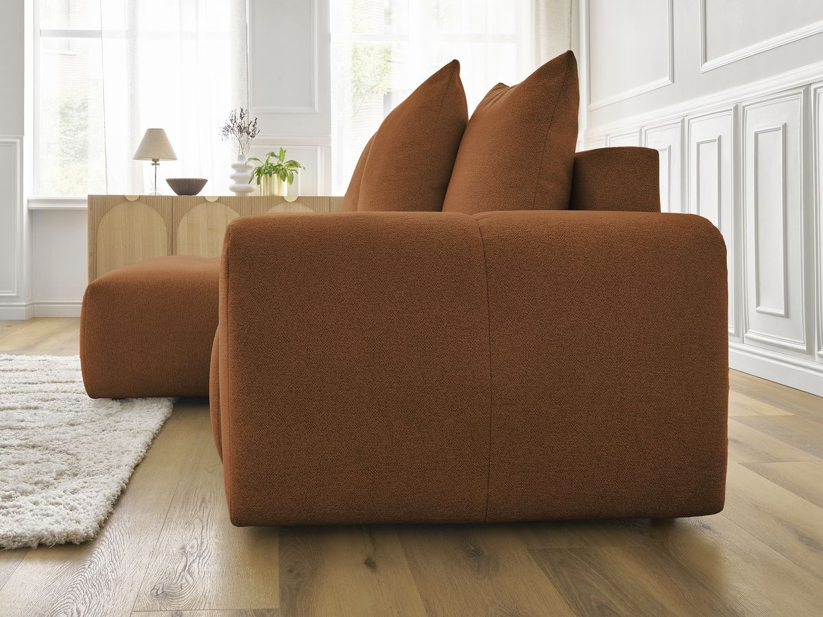 Canapé d'angle convertible coffre ROXELANE tissu chiné