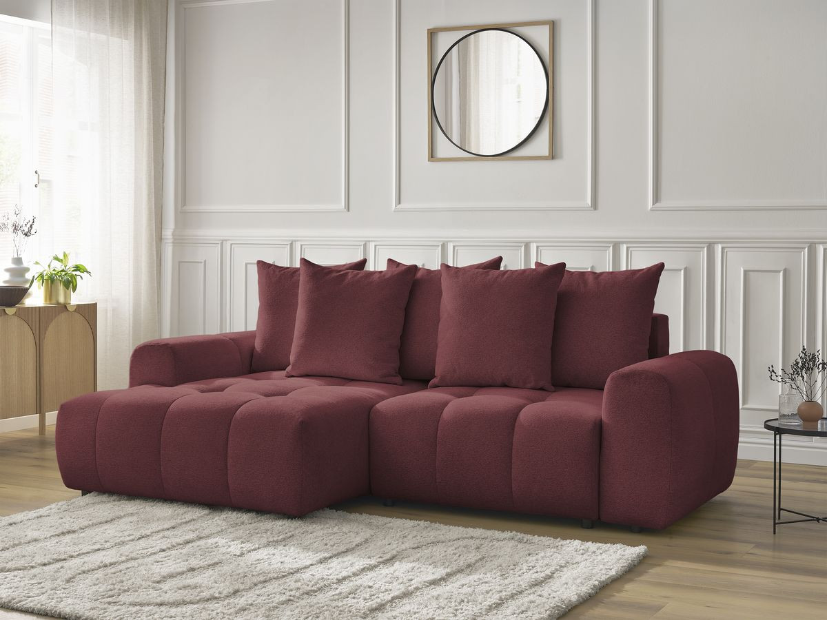 Canapé d'angle convertible coffre ROXELANE tissu chiné