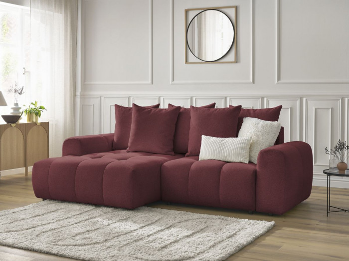 Canapé d'angle convertible coffre ROXELANE tissu chiné