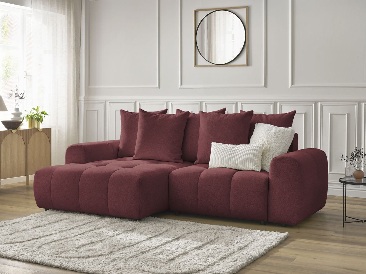 Canapé d'angle convertible coffre ROXELANE tissu chiné