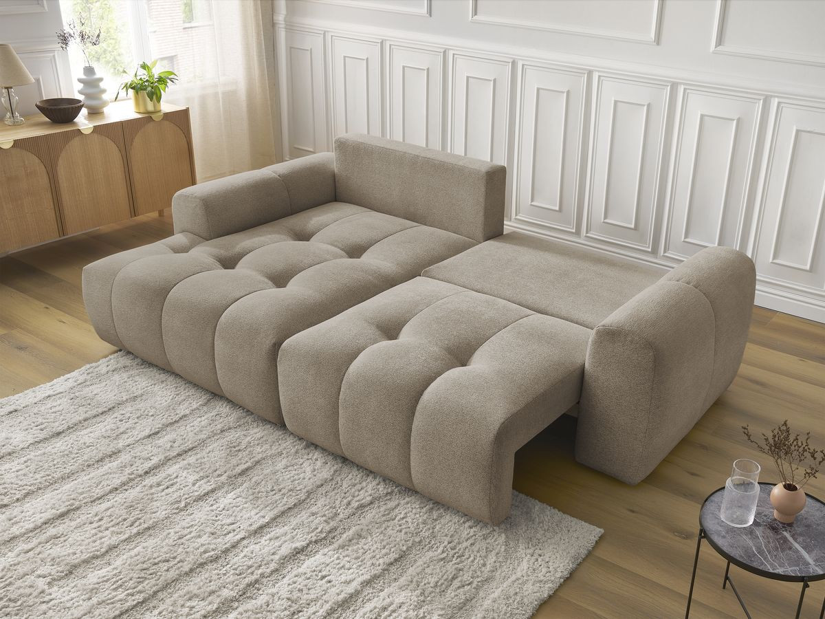 Canapé d'angle convertible coffre ROXELANE tissu chiné