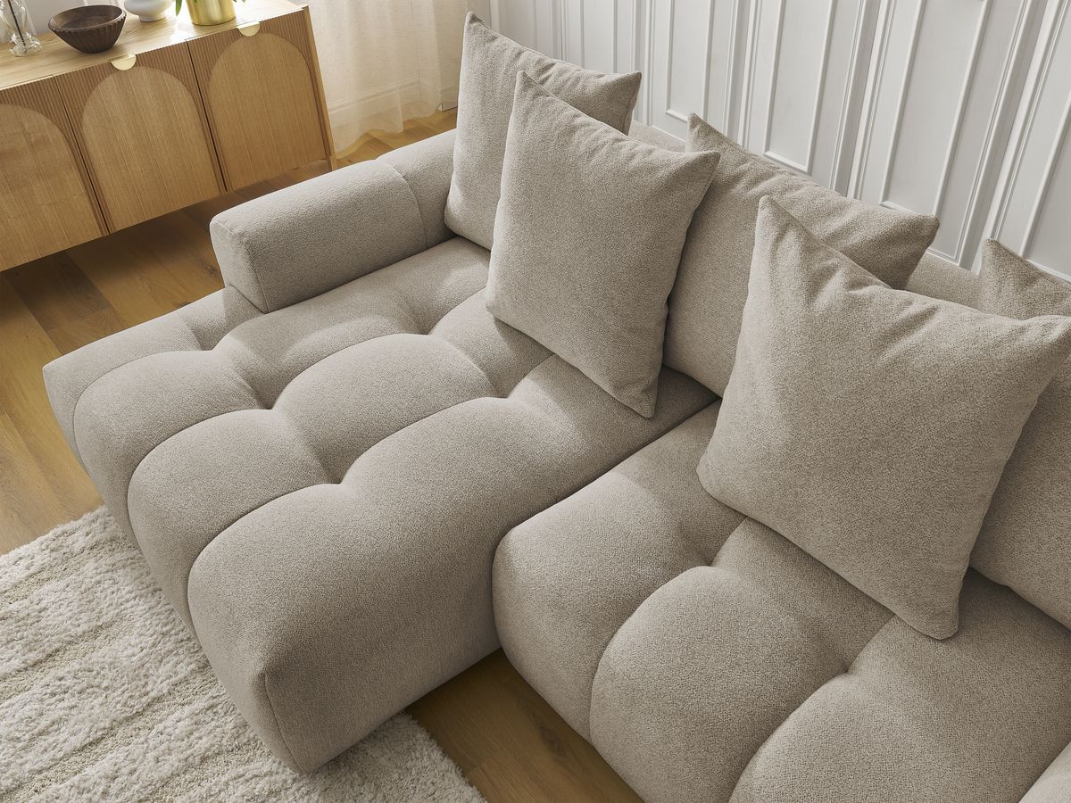 Canapé d'angle convertible coffre ROXELANE tissu chiné