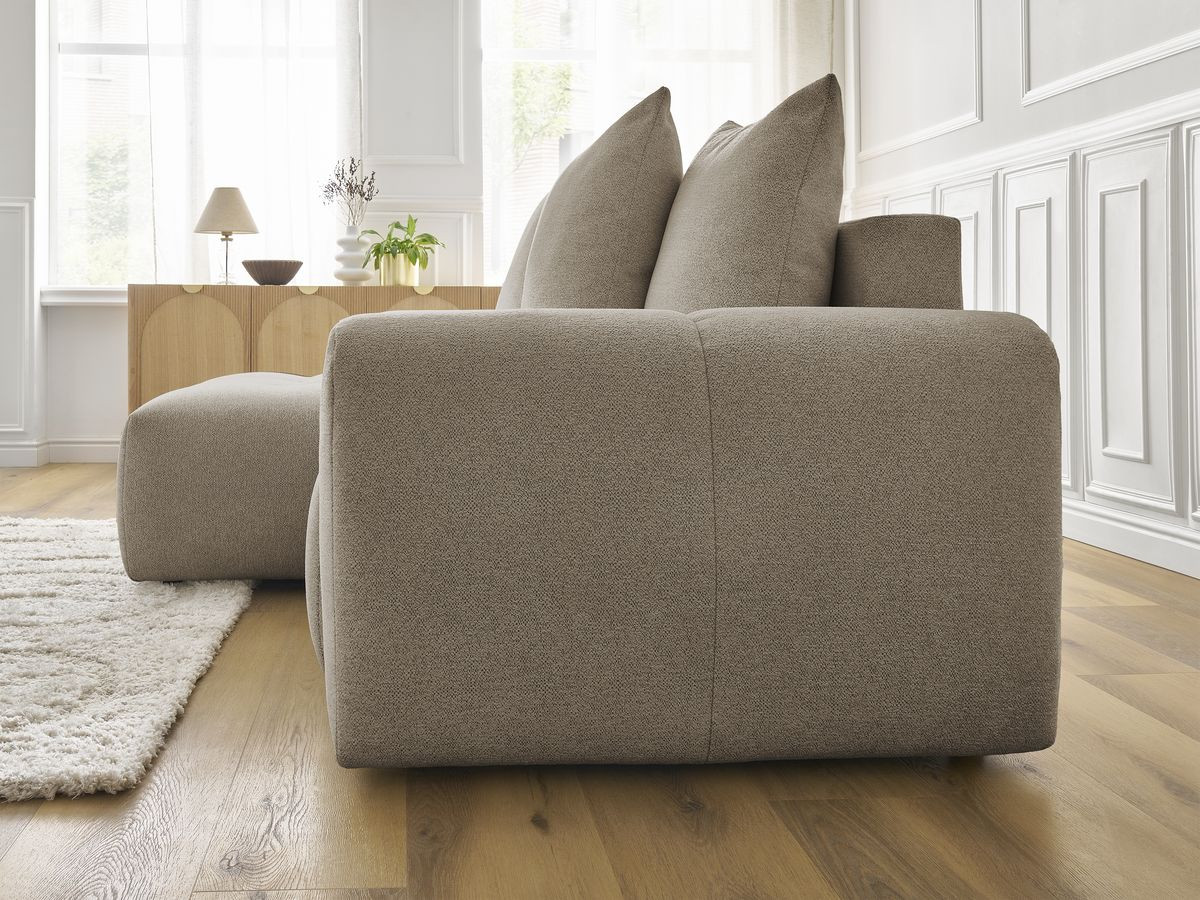 Canapé d'angle convertible coffre ROXELANE tissu chiné