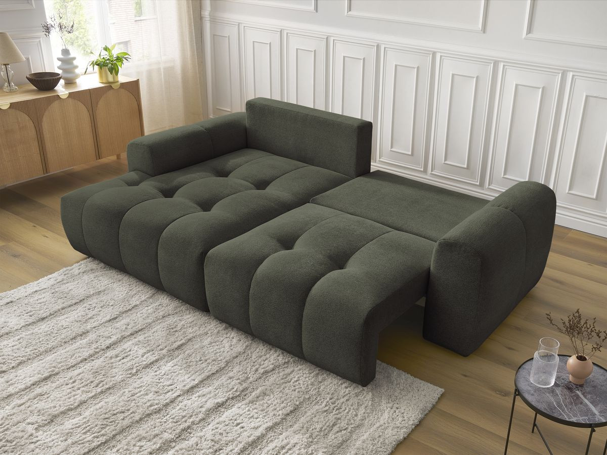 Canapé d'angle convertible coffre ROXELANE tissu chiné