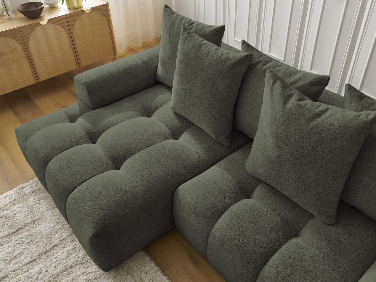 Canapé d'angle convertible coffre ROXELANE tissu chiné