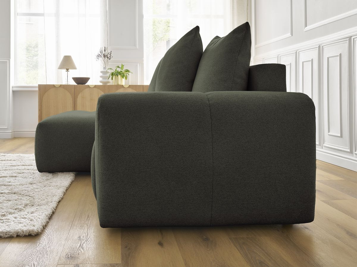 Canapé d'angle convertible coffre ROXELANE tissu chiné