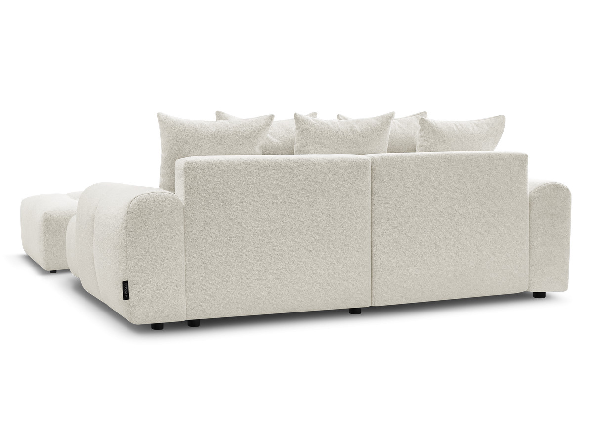 Canapé d'angle fixe EVEREST tissu chiné - Orange - Angle droit - 10 coussins