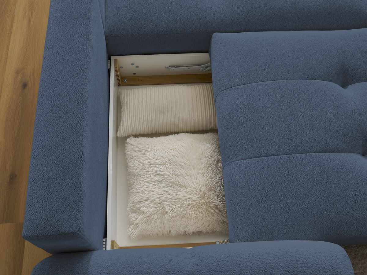 Canapé d'angle convertible coffre ROXELANE tissu chiné avec pouf