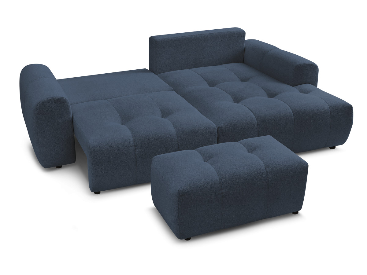 Canapé d'angle convertible coffre ROXELANE tissu chiné avec pouf