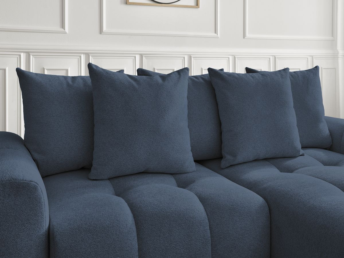 Canapé d'angle convertible coffre ROXELANE tissu chiné avec pouf