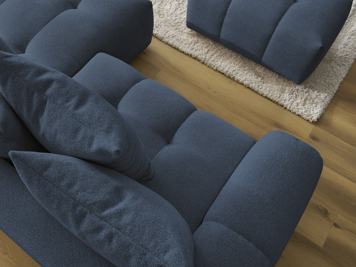 Canapé d'angle convertible coffre ROXELANE tissu chiné avec pouf