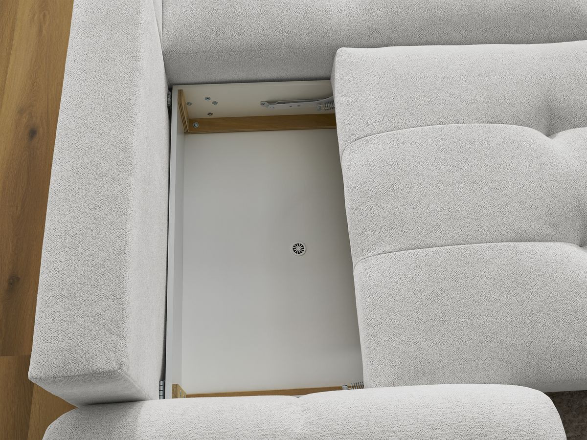 Canapé d'angle convertible coffre ROXELANE tissu chiné avec pouf