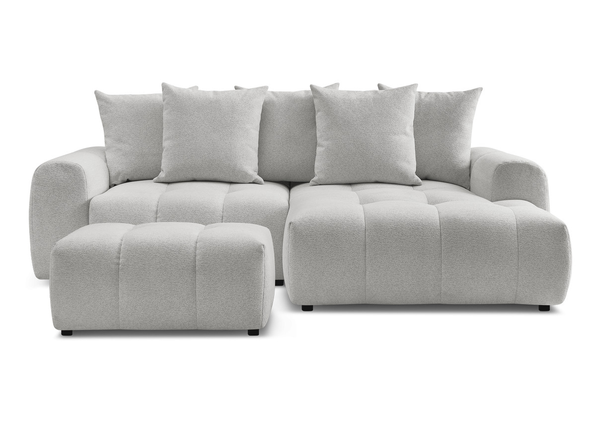 Canapé d'angle convertible coffre ROXELANE tissu chiné avec pouf