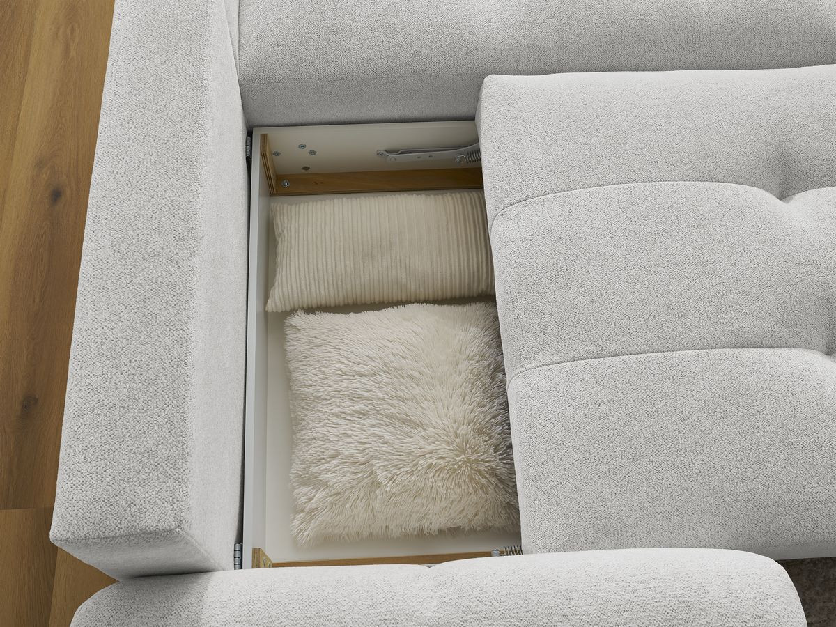 Canapé d'angle convertible coffre ROXELANE tissu chiné avec pouf