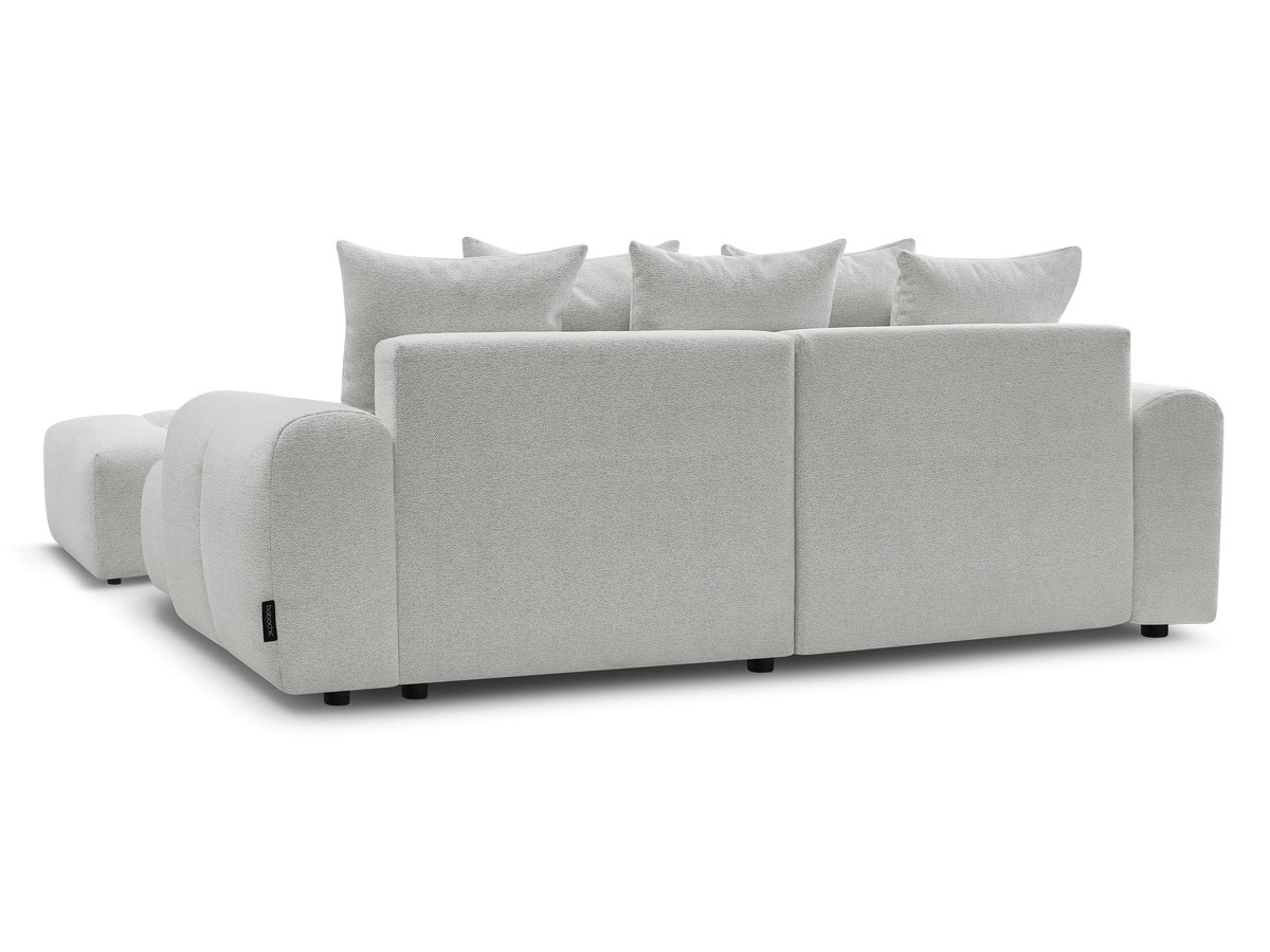 Canapé d'angle convertible coffre ROXELANE tissu chiné avec pouf
