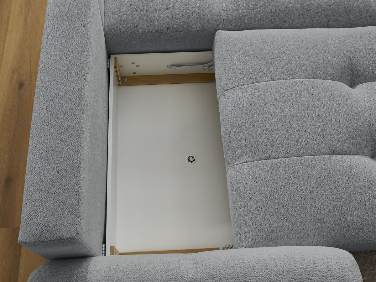 Canapé d'angle convertible coffre ROXELANE tissu chiné avec pouf