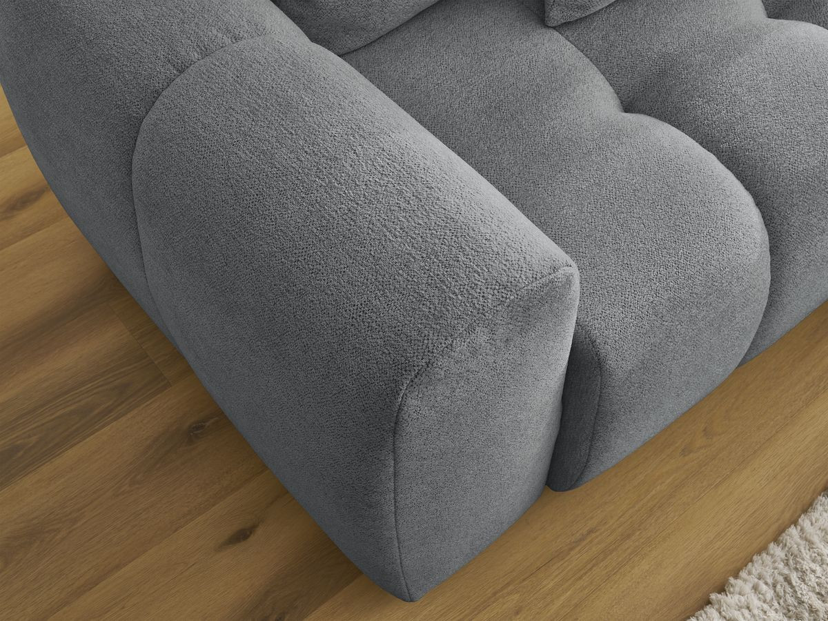 Canapé d'angle convertible coffre ROXELANE tissu chiné avec pouf