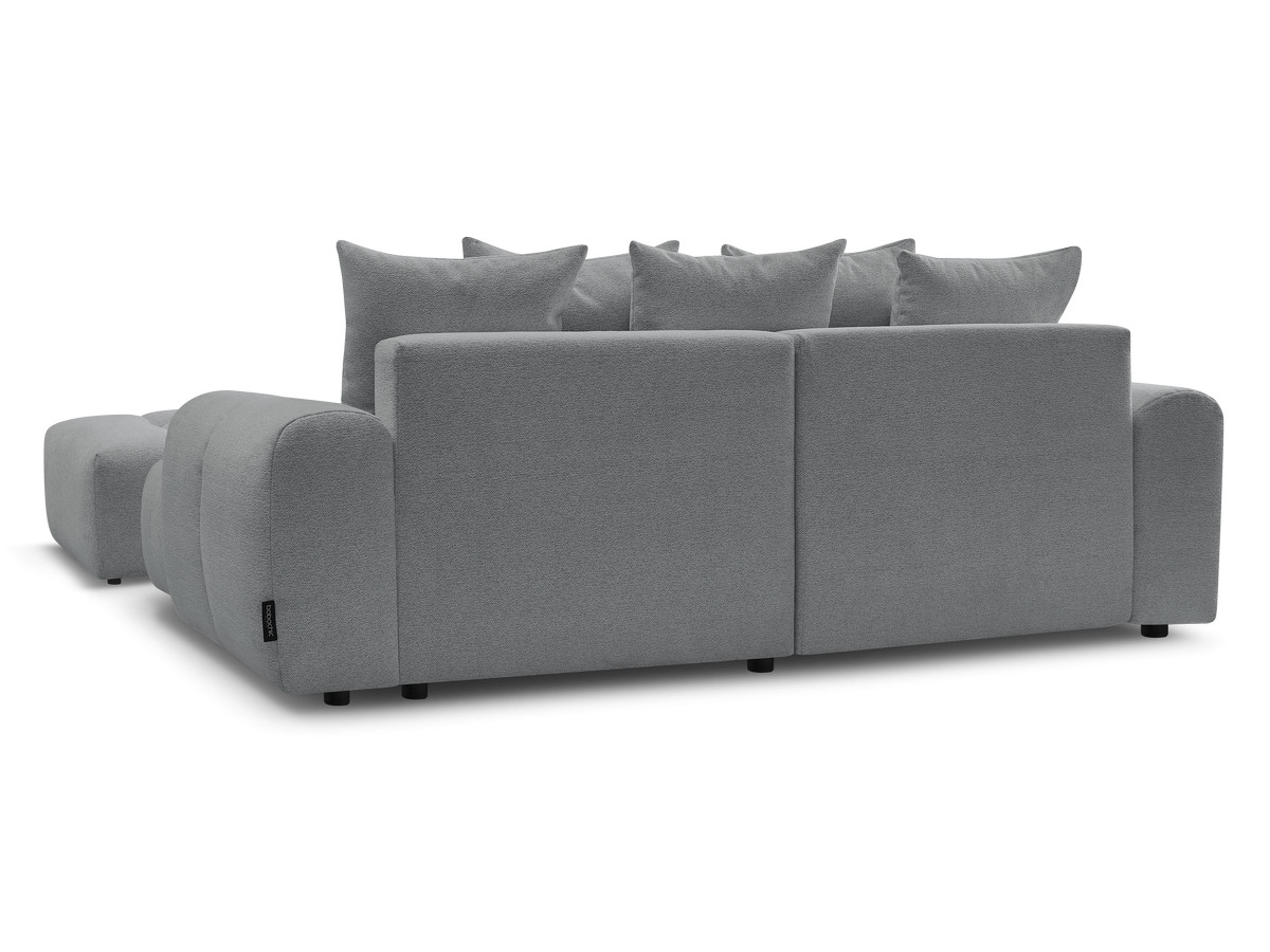 Canapé d'angle convertible coffre ROXELANE tissu chiné avec pouf