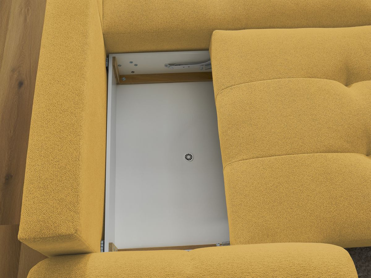Canapé d'angle convertible coffre ROXELANE tissu chiné avec pouf