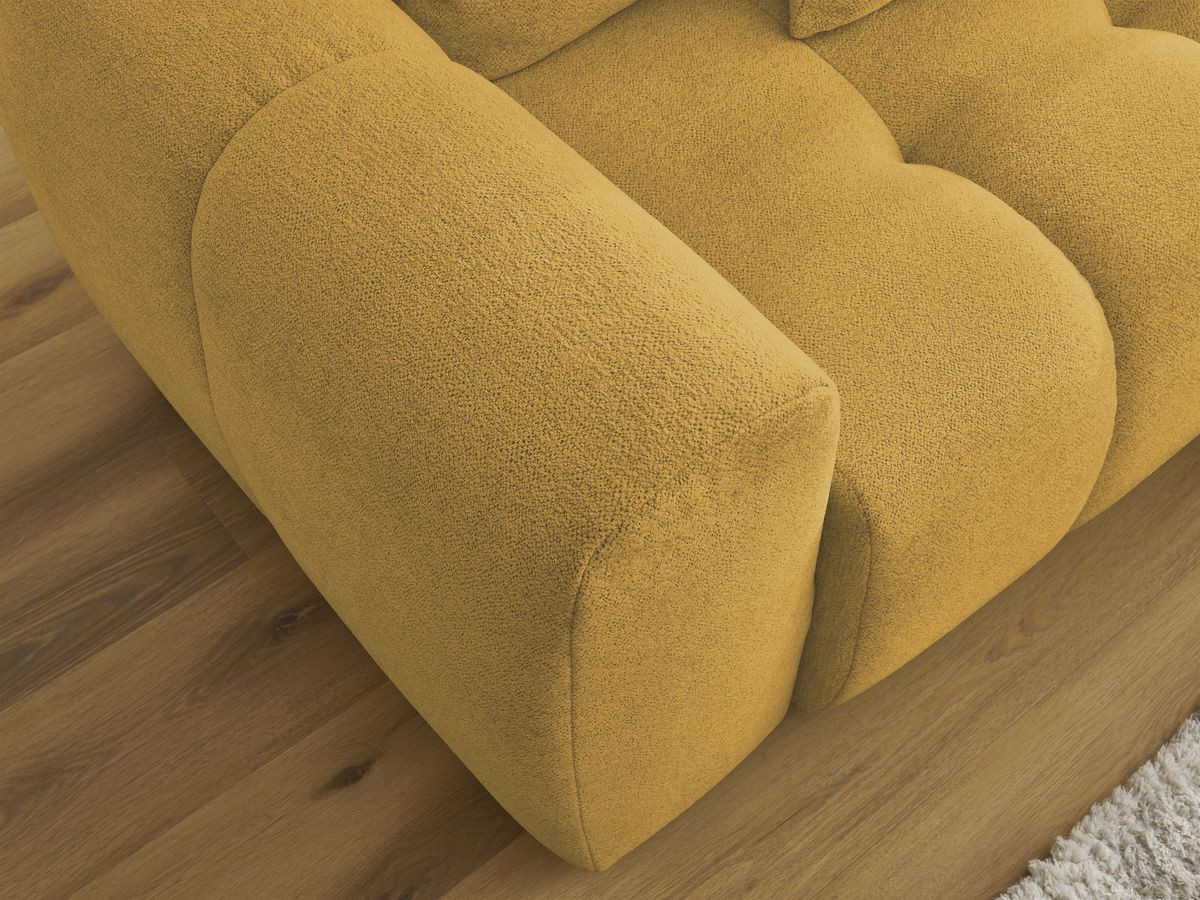 Canapé d'angle convertible coffre ROXELANE tissu chiné avec pouf