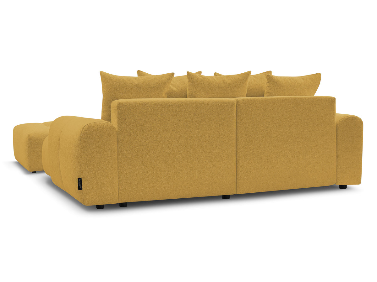 Canapé d'angle convertible coffre ROXELANE tissu chiné avec pouf