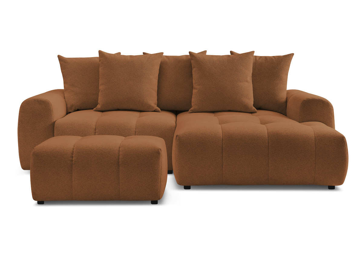 Canapé d'angle convertible coffre ROXELANE tissu chiné avec pouf