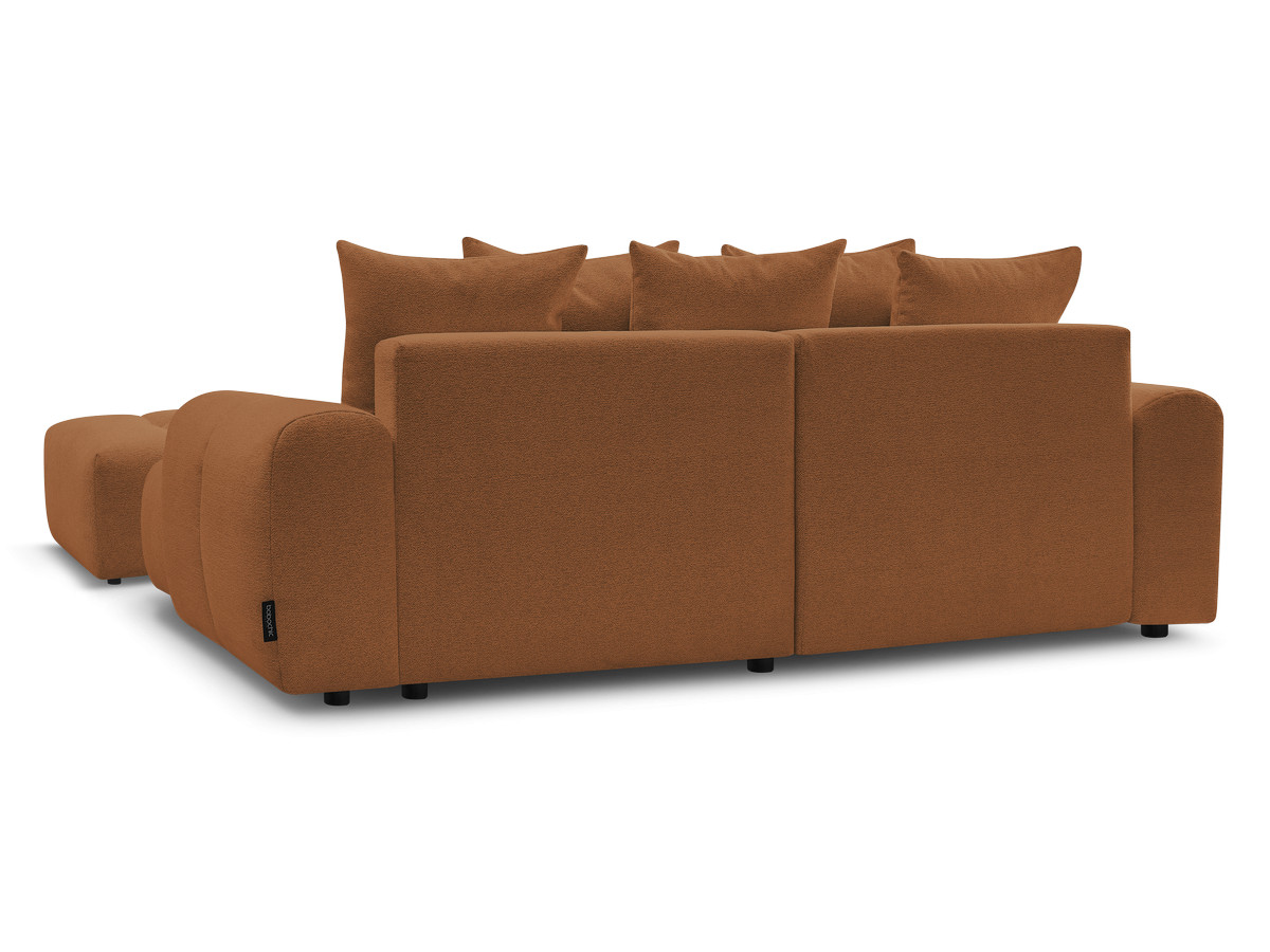 Canapé d'angle convertible coffre ROXELANE tissu chiné avec pouf